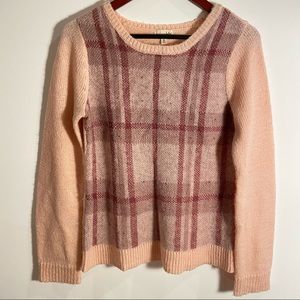 Maison Jules pink plaid sweater